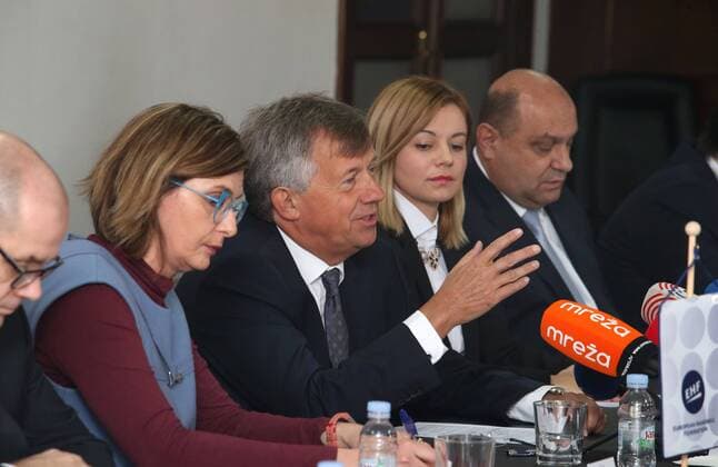 press conference PK Pressekonferenz on the occasion of the European Handball Championship 11.01.2018., Croatia, Split - Press conference on the occasion of the European Handball Championship, featured by Jelena Hrgovic, EHF president Michael Widerer, Tomislav Grahovac on behalf of the Croatian Handball Association, Silvio Njiric, Toni Gamulin, Hrvoje Akrap, Martin Hausleitner, JJ Rowland.  IvoxCagalj PIXSELL