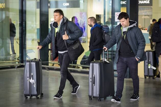 Christian Prokop and Alexander Haase on arrival arrival of the German team in Zagreb handball EHF euro 2018 11 01 18 Zagreb Croatia Copyright: xAgentur54Gradx xFelixxKoenigx