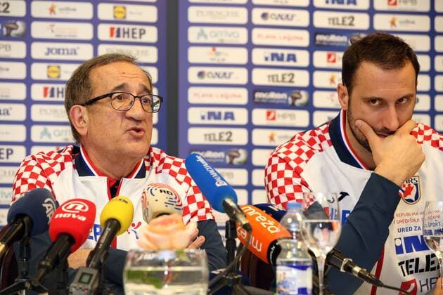 Lino Cervar presented a list of team members who will compete at the European Championships 11.01.2018., Croatia, Split - Coach of the Croatian national handball representation Lino Cervar presented a list of team members who will compete at the European Championships. Igor Vori and Luka Cindric participated in the press conference PK Pressekonferenz  MirandaxCikotic PIXSELL