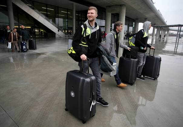 German handball team 11.01.2018., Croatia, Zagreb, Airport Franjo Tudjman - Arrival of the German handball team at the 2018 European Handball Championship which is played in Croatia. The German national team Nationalteam is in Group C in Zagreb and plays against Macedonia, Montenegro and Slovenia.Philipp Weber, Steffen Weinhold  IgorxKralj PIXSELL