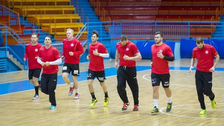 Steffen Weinhold Patrick Wiencek Kai Haefner Uwe Gensheimer Andreas Wolff Jannik Kohlbacher and Steffen Faeth at heating 1 training of the German national team in Zagreb handball EHF euro 2018 11 01 18 Zagreb Zagreb Croatia DOM sportova Copyright: xAgentur54Gradx xFelixxKoenigx