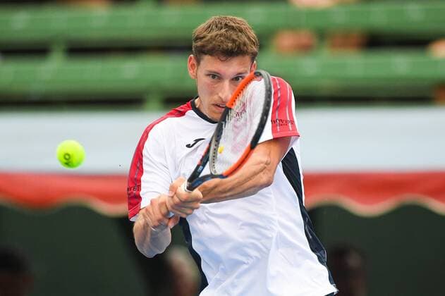 12th January 2018, Kooyong Lawn Tennis Club, Kooyong, Melbourne, Australia; Priceline Pharmacy Kooyong Classic tennis tournament; Pablo Carreno Busta of Spain returns the ball to Matt Ebden of Australia during the final of the Kooyong Classic  ActionPlus11970969