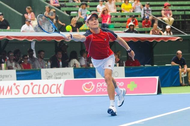 12th January 2018, Kooyong Lawn Tennis Club, Kooyong, Melbourne, Australia; Priceline Pharmacy Kooyong Classic tennis tournament; Matt Ebden of Australia returns a forehand against Pablo Carreno Busta of Spain during the final of the Kooyong Classic  ActionPlus11970979