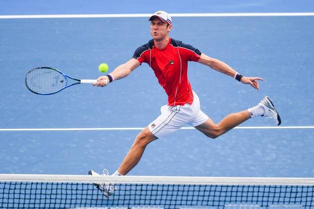 12th January 2018, Kooyong Lawn Tennis Club, Kooyong, Melbourne, Australia; Priceline Pharmacy Kooyong Classic tennis tournament; Matt Ebden of Australia returns the ball to Pablo Carreno Busta of Spain during the final of the Kooyong Classic  ActionPlus11971002