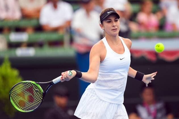 12th January 2018, Kooyong Lawn Tennis Club, Kooyong, Melbourne, Australia; Priceline Pharmacy Kooyong Classic tennis tournament; Belinda Bencic of Switzerland returns the ball to Andrea Petkovic of Germany during the Women s Kooyong Classic final  ActionPlus11971010