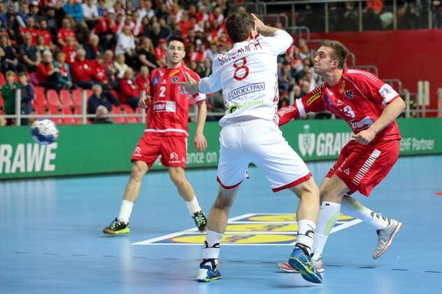 HANDBALL - EHF EURO 2018, BLR vs AUT POREC,CROATIA,12.JAN.18 - HANDBALL - EHF European Championship EM Europameisterschaft group stage, Belarus vs Austria. Image shows Mykola Bilyk (AUT). GEPAxpictures xMaticxKlansek