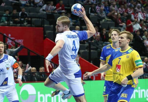 Handball, EM, Schweden - Island European Handball Championship, Group A, 1st Round, Sweden - Iceland 12.01.2018., Croatia, Spaladium Arena, Split - European Handball Championship, Group A, 1st Round, Sweden - Iceland. Aron Palmarsson, Max Darj.  IvoxCagalj PIXSELL