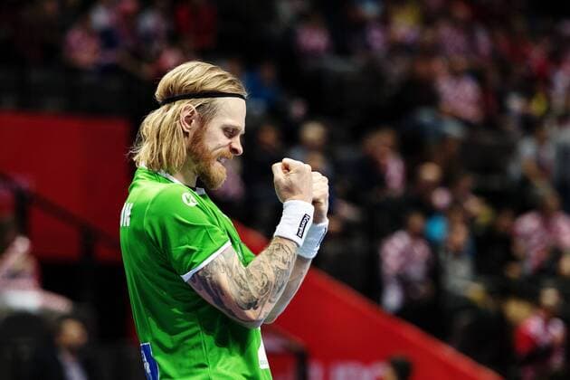 180112 Bjorgvin Gustavsson Iceland Pall malvakt rejoices in the handball match between Sweden and Iceland during Handball CHAMPIONSHIPS on 12 January 2018 2018 in Split  Copyright: LUDVIGxTHUNMAN BB180112LT058