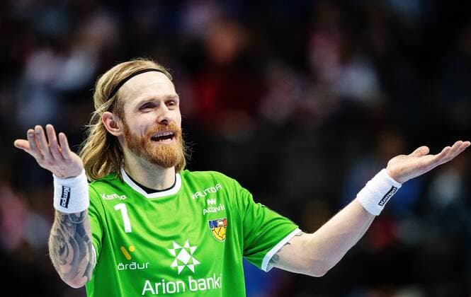 180112 Bjorgvin Gustavsson Iceland Pall malvakt cheering after winning the handball match between Sweden and Iceland during Handball CHAMPIONSHIPS on 12 January 2018 2018 in Split  Copyright: LUDVIGxTHUNMAN BB180112LT085