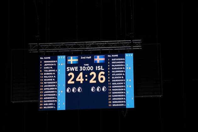 180112 scoreboard after the handball match between Sweden and Iceland during Handball CHAMPIONSHIPS on 12 January 2018 2018 in Split  Copyright: LUDVIGxTHUNMAN BB180112LT088