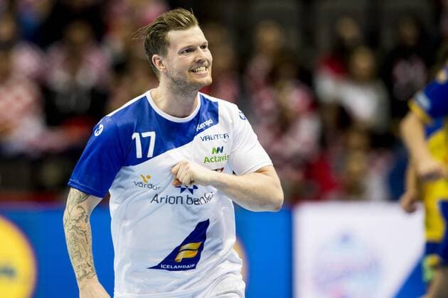 180112 Iceland s Arnor Thor Gunnarsson exults in the handball match between Sweden and Iceland during Handball CHAMPIONSHIPS on 12 January 2018 2018 in Split  Copyright: LUDVIGxTHUNMAN BB180112LT091