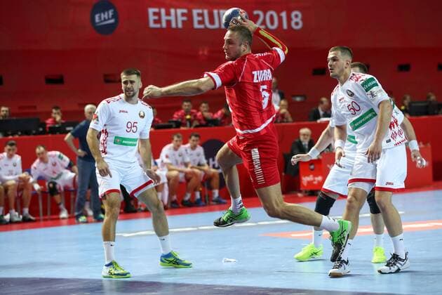 HANDBALL - EHF EURO 2018, BLR vs AUT POREC,CROATIA,12.JAN.18 - HANDBALL - EHF European Championship EM Europameisterschaft group stage, Belarus vs Austria. Image shows Vytautas Ziura (AUT). GEPAxpictures xMaticxKlansek