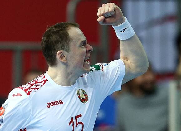 12.01.2018., Croatia, Zatika Sports Hall, Porec - European Handball Championship, Group B, 1st Round, Belarus - Austria. Dzianis Rutenka.  IgorxKralj PIXSELL