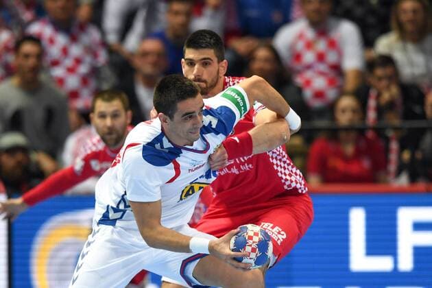180112 Serbia s Zarko Sesum during handball match between Croatia and Serbia in the European Handball CHAMPIONSHIP January 12, 2018 2018 in Split  Copyright: LUDVIGxTHUNMAN BB180112LT107