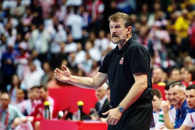 180112 Serbia s coach Jovica Cvetkovic gesticulates during handball match between Croatia and Serbia in the European Handball CHAMPIONSHIP January 12, 2018 2018 in Split  Copyright: LUDVIGxTHUNMAN BB180112LT111