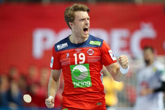 HANDBALL - EHF EURO 2018, FRA vs NOR POREC,CROATIA,12.JAN.18 - HANDBALL - EHF European Championship EM Europameisterschaft group stage, France vs Norway. Image shows the rejoicing of Kristian Bjornsen (NOR). GEPAxpictures xMaticxKlansek