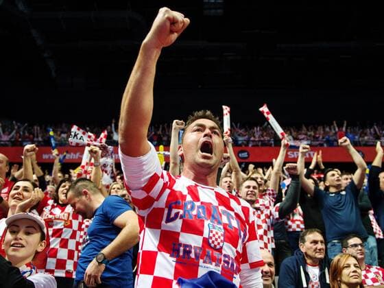180112 a Croatian supporter cheering during handball match between Croatia and Serbia in the European Handball CHAMPIONSHIP January 12, 2018 2018 in Split  Copyright: LUDVIGxTHUNMAN BB180112LT129