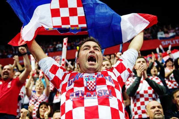 180112 a Croatian supporter cheering during handball match between Croatia and Serbia in the European Handball CHAMPIONSHIP January 12, 2018 2018 in Split  Copyright: LUDVIGxTHUNMAN BB180112LT135