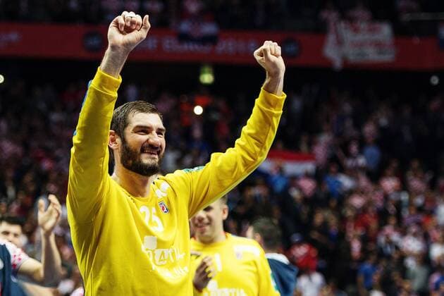 180112 Croatia s Ivic malvakt Philip exults after winning the handball match between Croatia and Serbia in the European Handball CHAMPIONSHIP January 12, 2018 2018 in Split  Copyright: LUDVIGxTHUNMAN BB180112LT155