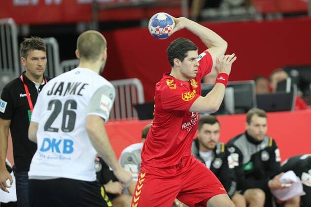 Zagreb, 13 01 2018 - Arena Zagreb hall, 2018 Men s European Championship EM Europameisterschaft Preliminary Round, Group C. Germany (white) - Montenegro (red) 