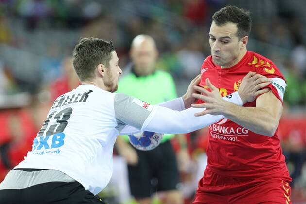 Zagreb, 13 01 2018 - Arena Zagreb hall, 2018 Men s European Championship EM Europameisterschaft Preliminary Round, Group C. Germany (white) - Montenegro (red) 