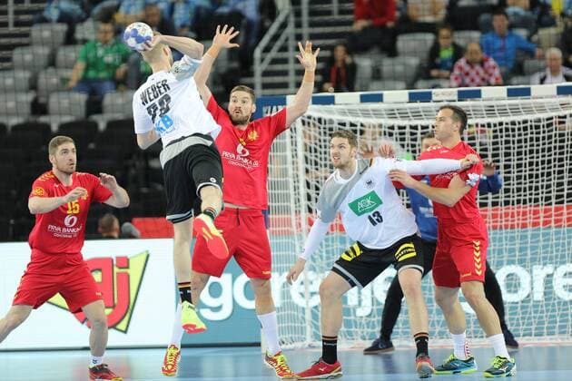 Zagreb, 13 01 2018 - Arena Zagreb hall, 2018 Men s European Championship EM Europameisterschaft Preliminary Round, Group C. Germany (white) - Montenegro (red) 