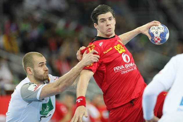 Zagreb, 13 01 2018 - Arena Zagreb hall, 2018 Men s European Championship EM Europameisterschaft Preliminary Round, Group C. Germany (white) - Montenegro (red) 