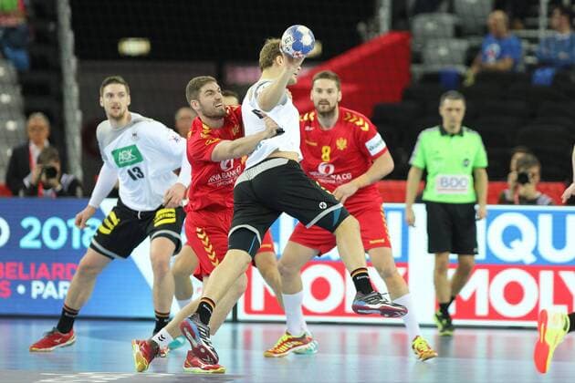 Zagreb, 13 01 2018 - Arena Zagreb hall, 2018 Men s European Championship EM Europameisterschaft Preliminary Round, Group C. Germany (white) - Montenegro (red) 