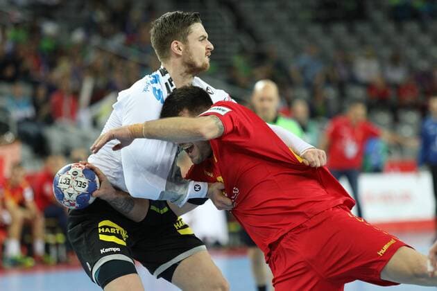 Zagreb, 13 01 2018 - Arena Zagreb hall, 2018 Men s European Championship EM Europameisterschaft Preliminary Round, Group C. Germany (white) - Montenegro (red) 
