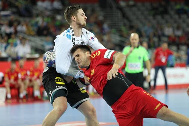 Zagreb, 13 01 2018 - Arena Zagreb hall, 2018 Men s European Championship EM Europameisterschaft Preliminary Round, Group C. Germany (white) - Montenegro (red) 