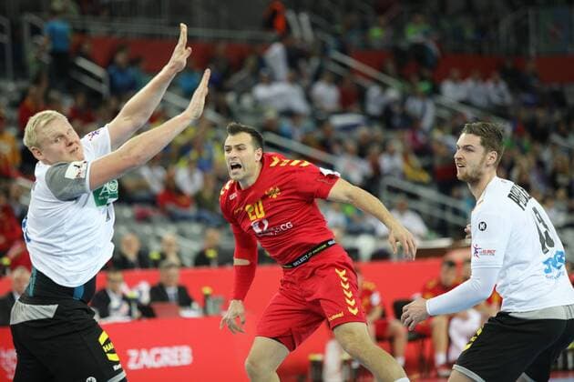 Zagreb, 13 01 2018 - Arena Zagreb hall, 2018 Men s European Championship EM Europameisterschaft Preliminary Round, Group C. Germany (white) - Montenegro (red) 