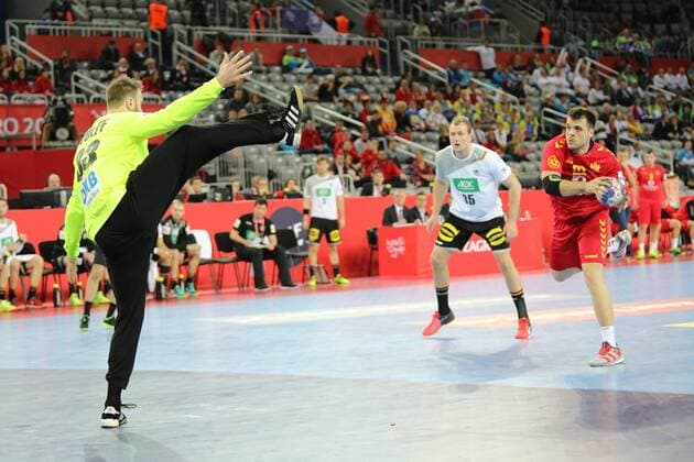 Zagreb, 13 01 2018 - Arena Zagreb hall, 2018 Men s European Championship EM Europameisterschaft Preliminary Round, Group C. Germany (white) - Montenegro (red) 