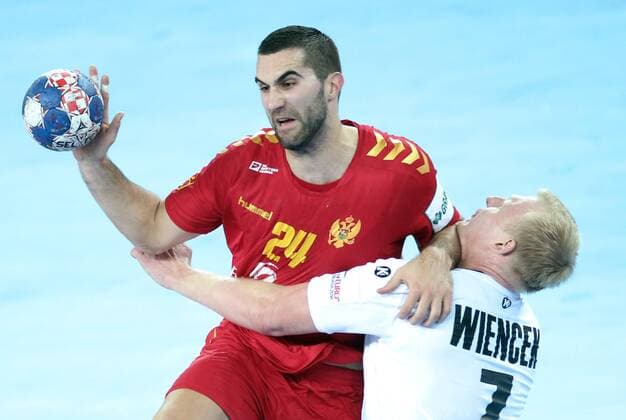 European Handball Championship, Group C, Round 1, Germany - Montenegro 13.01.2018., Croatia, Arena Zagreb, Zagreb - European Handball Championship, Group C, Round 1, Germany - Montenegro. BOZOVIC Milos, WIENCEK Patrick  SanjinxStrukic PIXSELL