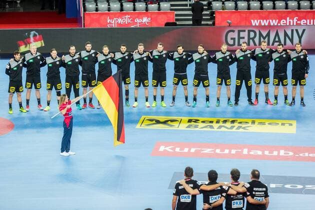 13 01 2018 arena Zargreb Zagreb CRO EHF European Championship men Germany vs Montenegro in Group C in the picture of Team Germany during the preliminary round group C match of the EHF men s handball European Championship between Germany and Montenegro at the arena Zargreb in Zagreb Croatia on 2018 01 13 Zagreb Copyright: xEibner-Pressefotox EP_slo