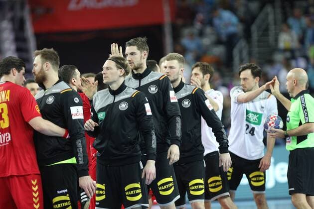 Zagreb, 13 01 2018 - Arena Zagreb hall, 2018 Men s European Championship EM Europameisterschaft Preliminary Round, Group C. Germany (white) - Montenegro (red) 