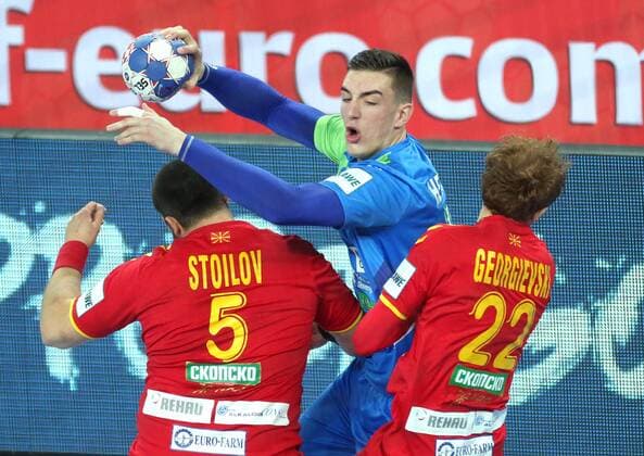 European Handball Championship, Group C, 1st round, Macedonia - Slovenia 13.01.2018., Croatia, Arena Zagreb, Zagreb - European Handball Championship, Group C, 1st round, Macedonia - Slovenia. HENIGMAN Nik  SanjinxStrukic PIXSELL