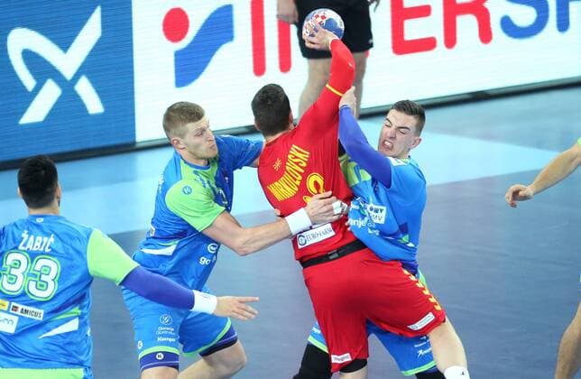 European Handball Championship, Group C, 1st round, Macedonia - Slovenia 13.01.2018., Croatia, Arena Zagreb, Zagreb - European Handball Championship, Group C, 1st round, Macedonia - Slovenia. Mirkulovski Filip  SanjinxStrukic PIXSELL