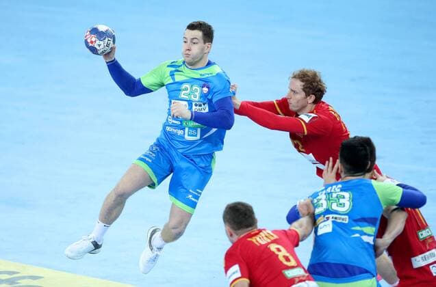 European Handball Championship, Group C, 1st round, Macedonia - Slovenia 13.01.2018., Croatia, Arena Zagreb, Zagreb - European Handball Championship, Group C, 1st round, Macedonia - Slovenia. ZARABEC Miha  SanjinxStrukic PIXSELL