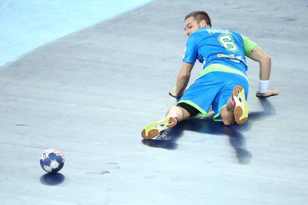 European Handball Championship, Group C, 1st round, Macedonia - Slovenia 13.01.2018., Croatia, Arena Zagreb, Zagreb - European Handball Championship, Group C, 1st round, Macedonia - Slovenia. MARGUC Gasper  SanjinxStrukic PIXSELL