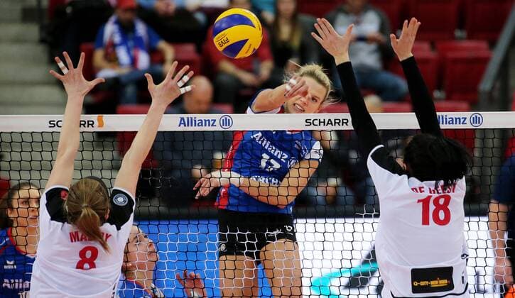 CONSTRUCTION 13 01 2018 Stuttgart volleyball Alliance MTV Stuttgart vs VfB Suhl Thuringia Paige LOTTO TAPP Stuttgart Center