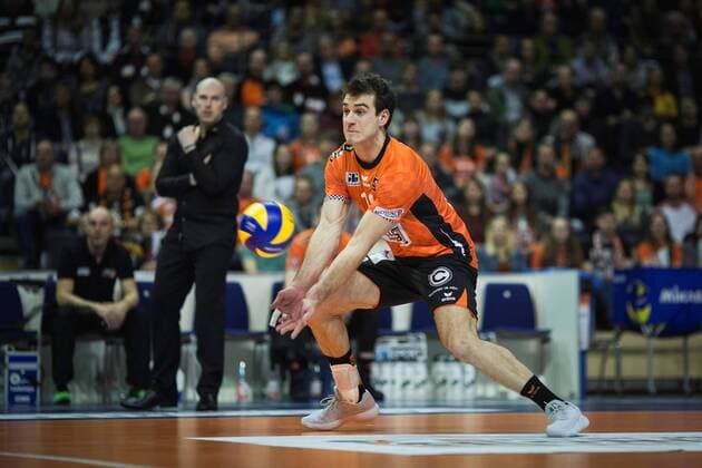 Berlin Germany 14 01 2018 Pierre Pujol BR volleys 18 for the game of volleyball between the Berlin Bundesliga recycling volleys and SWD power volleys Düren