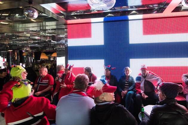 HANDBALL - EHF EURO 2018, Preview POREC,CROATIA,14.JAN.18 - HANDBALL - EHF European Championship EM Europameisterschaft group stage, preview. Image shows the fans of Norway. GEPAxpictures xMaticxKlansek