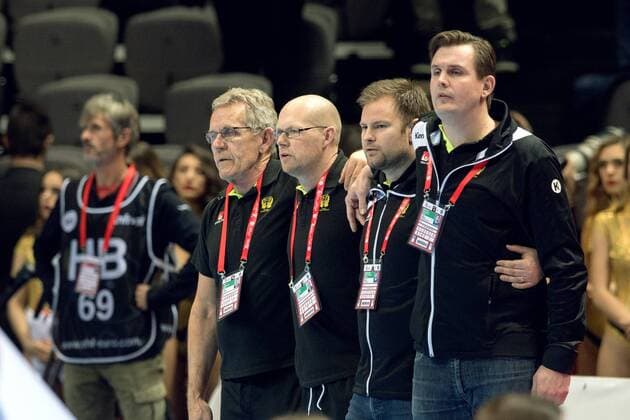 180114 Sweden s head coach Kristjan Andres son and assistant coach Martin Boquist before handball match between Serbia and Sweden during Handball CHAMPIONSHIPS January 14, 2018 2018 in Split  Copyright: LUDVIGxTHUNMAN BB180114LT010