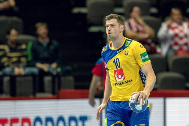 180114 Sweden s Niclas Ekberg in handball game between Serbia and Sweden during Handball CHAMPIONSHIPS January 14, 2018 2018 in Split  Copyright: LUDVIGxTHUNMAN BB180114LT018