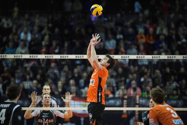 Berlin Germany 14 01 2018 Pierre Pujol BR volleys 18 for the game of volleyball between the Berlin Bundesliga recycling volleys and SWD power volleys Düren