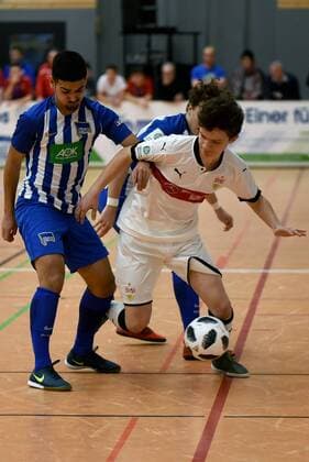 Tarik Gadipudi Hertha BSC Jordan Meyer VfB Stuttgart Germany Gaildorf sports youth soccer indoor soccer tournament youth Euro Cup 2018 on 14 01 2018 Sports Hall