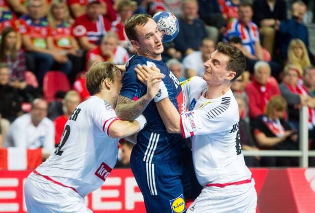 14 01 2018 Zatika Sports Centre Porec CRO EHF European Championship men s Austria vs. France Group B in the picture Valentine Porte of Franceâ during the preliminary round group B match of the EHF men s handball European Championship between Austria and France at the Zatika Sports Centre in Porec Croatia on 2 018 01 14 Porec  EX_SPIDA