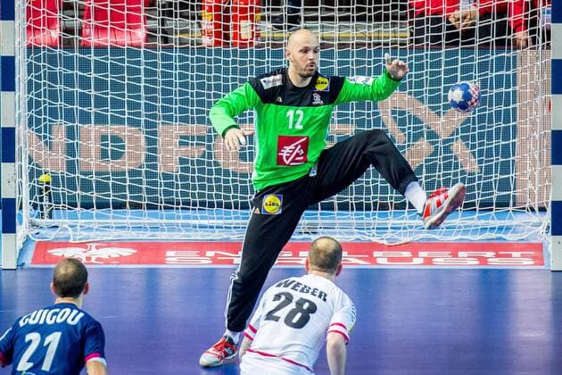 14 01 2018 Zatika Sports Centre Porec CRO EHF European Championship men s Austria vs. France Group B in the image of Vincent Gerard of Franceâ during the preliminary round group B match of the EHF men s handball European Championship between Austria and France at the Zatika Sports Centre in Porec Croatia on 2 018 01 14 Porec  EX_SPIDA