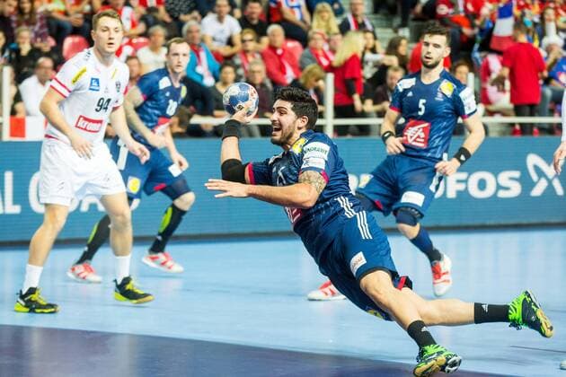 14 01 2018 Zatika Sports Centre Porec CRO EHF European Championship men s Austria vs. France Group B in the image of Benjamin Afgour of Franceâ during the preliminary round group B match of the EHF men s handball European Championship between Austria and France at the Zatika Sports Centre in Porec Croatia on 2018 01 14 Porec  EX_SPIDA