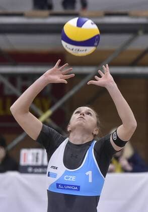 Czech Kristyna Kolocova (photo) in action during women Beach volleyball Beachvolleyball CEV European Championship EM Europameisterschaft Tour Masters semifinal match Kolocova and Kvapilova vs Anniina Parkkinen and Taru Lahti-Liukkonen in Pelhrimov, Czech Republic, Sunday, January 14, 2018. (CTKxPhoto LubosxPavlicek) CTKPhotoP201801140310401  PAV 13
